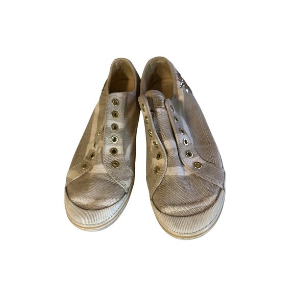 Coach tan and white slip on stripes beaded sun sneakers size 8.5 B - Picture 5 of 7